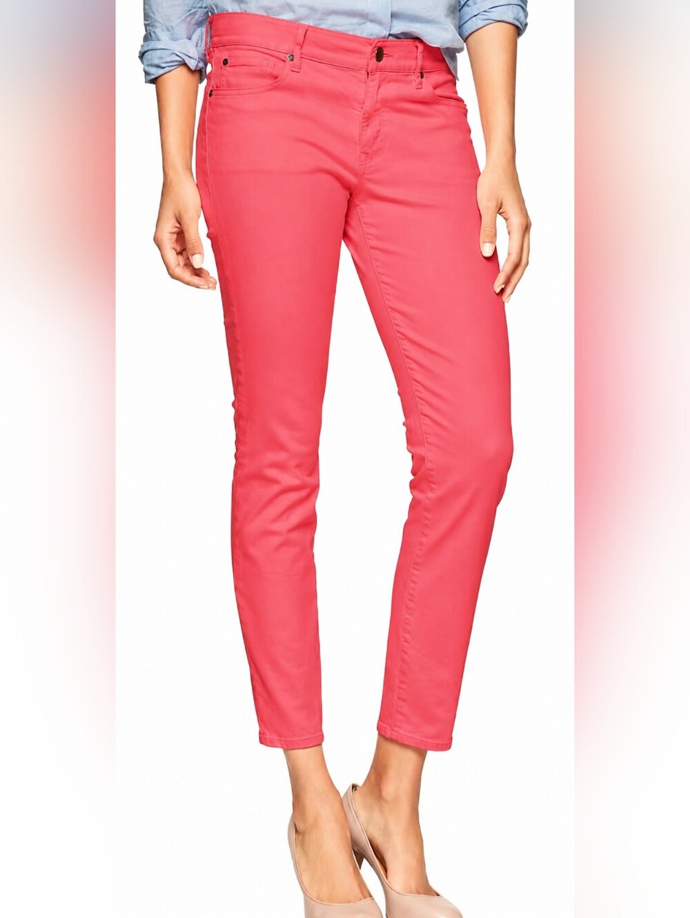 🔥 Gap 1969 Womens s 30 fire coral  Legging Jeans 5 Pocket Stretchable in EUC